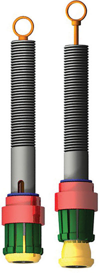 Two different types of valves with different colors.